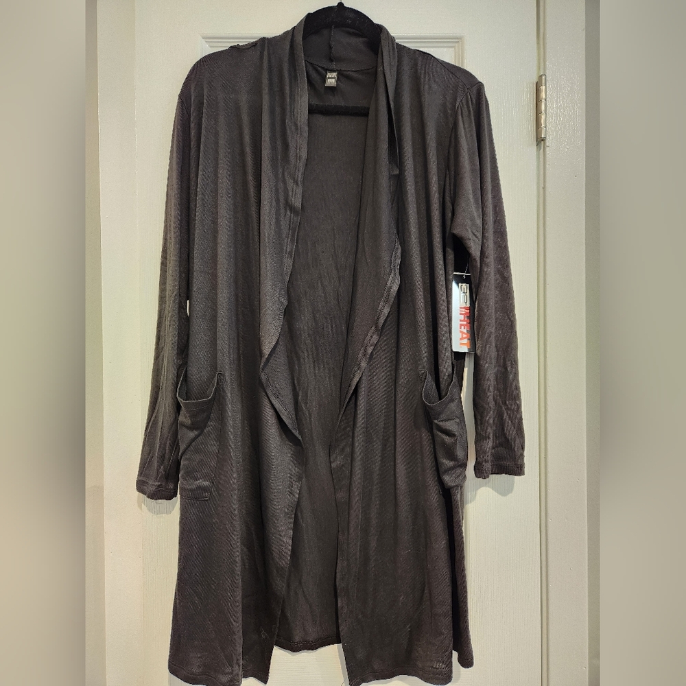 Women's open black sweater L XL 32 Degrees Heat NWT